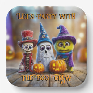 Boo Crew Halloween Party Ghost Skeleton Monster Paper Plate
