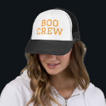 Boo Crew Halloween Trucker Hat<br><div class="desc">Top off your spooky style with this custom monogrammed Halloween trucker hat! Featuring a simple “Boo Crew” text graphic,  you can customise the fonts and colours or add your monogram for a personalised touch. Perfect for Halloween parties,  trick-or-treating,  or casual fall outings with your crew.</div>