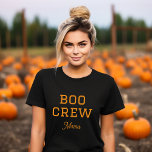 Boo Crew Mama Family Halloween T-Shirt<br><div class="desc">Get the whole family into the spooky spirit with these Halloween matching “Boo Crew” shirts and sweatshirts. Perfect for trick-or-treating, pumpkin patch visits, or Halloween parties, each shirt can be personalised with “Mama, ” “Dad, ” “Kiddo, ” or any custom name to fit your crew. Available in a variety of...</div>