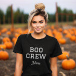 Boo Crew Mama Family Halloween T-Shirt<br><div class="desc">Get the whole family into the spooky spirit with these Halloween matching “Boo Crew” shirts and sweatshirts. Perfect for trick-or-treating, pumpkin patch visits, or Halloween parties, each shirt can be personalised with “Mama, ” “Dad, ” “Kiddo, ” or any custom name to fit your crew. Available in a variety of...</div>