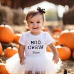 Boo Crew Monogrammed Halloween Baby Bodysuit<br><div class="desc">Keep it cute and simple this spooky season with this monogrammed Halloween kids shirt! Featuring a minimalist “Boo Crew” text design, you can personalise it with your child’s name and choose from t-shirts, sweatshirts, or baby bodysuits — perfect for kids of all ages. Ideal for trick-or-treating, school parties, or cosy...</div>