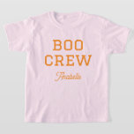 Boo Crew Monogrammed Halloween T-Shirt<br><div class="desc">Keep it cute and simple this spooky season with this monogrammed Halloween kids shirt! Featuring a minimalist “Boo Crew” text design, you can personalise it with your child’s name and choose from t-shirts, sweatshirts, or baby bodysuits — perfect for kids of all ages. Ideal for trick-or-treating, school parties, or cosy...</div>