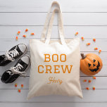 Boo Crew Monogrammed Halloween Tote Bag<br><div class="desc">Join the Boo Crew in style with this custom monogrammed Halloween tote bag! Featuring a simple “Boo Crew” text graphic, you can personalise it with your child’s name or any custom text and choose from a variety of fonts and colours to match your Halloween theme. Perfect for trick-or-treating, carrying party...</div>