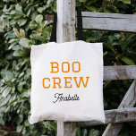 Boo Crew Monogrammed Halloween Tote Bag<br><div class="desc">Join the Boo Crew in style with this custom monogrammed Halloween tote bag! Featuring a simple “Boo Crew” text graphic, you can personalise it with your child’s name or any custom text and choose from a variety of fonts and colours to match your Halloween theme. Perfect for trick-or-treating, carrying party...</div>