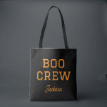 Boo Crew Monogrammed Halloween Tote Bag<br><div class="desc">Join the Boo Crew in style with this custom monogrammed Halloween tote bag! Featuring a simple “Boo Crew” text graphic, you can personalise it with your child’s name or any custom text and choose from a variety of fonts and colours to match your Halloween theme. Perfect for trick-or-treating, carrying party...</div>