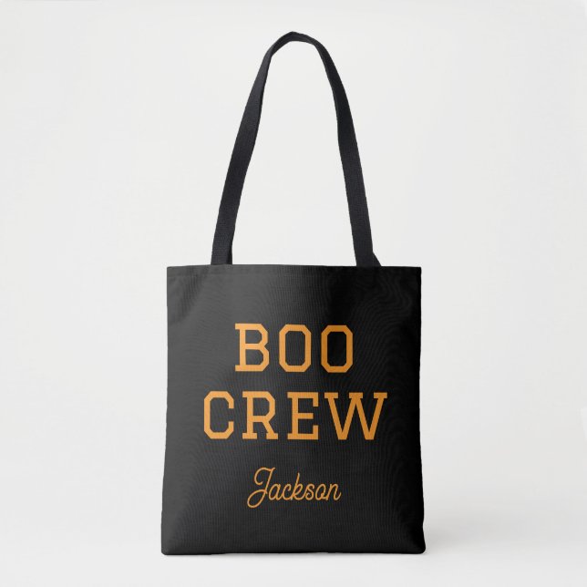 Boo Crew Monogrammed Halloween Tote Bag (Front)