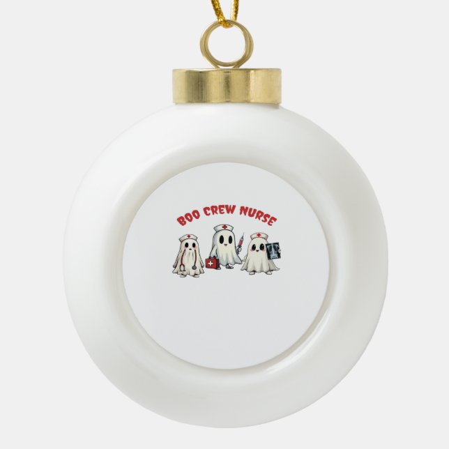 BOO CREW NURSE Essential T-Shirt Ceramic Ball Christmas Ornament (Front)