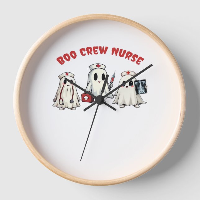 BOO CREW NURSE Essential T-Shirt Clock (Front)