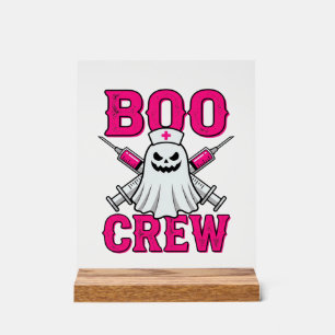Boo Crew Nurse Ghost Halloween Acrylic Sign