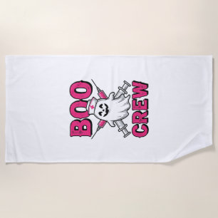 Boo Crew Nurse Ghost Halloween Vector Design_1 Beach Towel