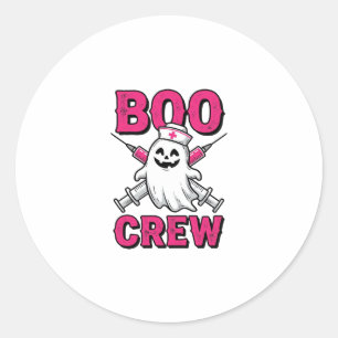 Boo Crew Nurse Ghost Halloween Vector Design_1 Classic Round Sticker