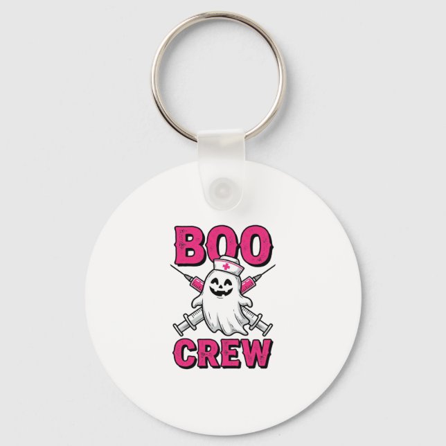 Boo Crew Nurse Ghost Halloween Vector Design_1 Key Ring (Front)