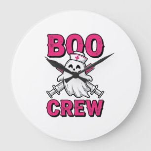 Boo Crew Nurse Ghost Halloween Vector Design_1 Large Clock