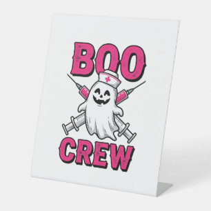 Boo Crew Nurse Ghost Halloween Vector Design_1 Pedestal Sign