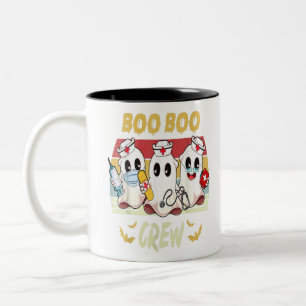 Boo Crew Nurse Halloween Ghost Costume Retro Vinta Two-Tone Coffee Mug