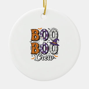 Boo Crew Nurse Halloween Vintage Shirt Design_1 Ceramic Tree Decoration