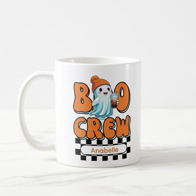 Boo Crew Orange Personalised Coffee Mug (Left)