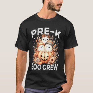 Boo Crew Pre K Teacher Halloween Ghost Wildflower  T-Shirt