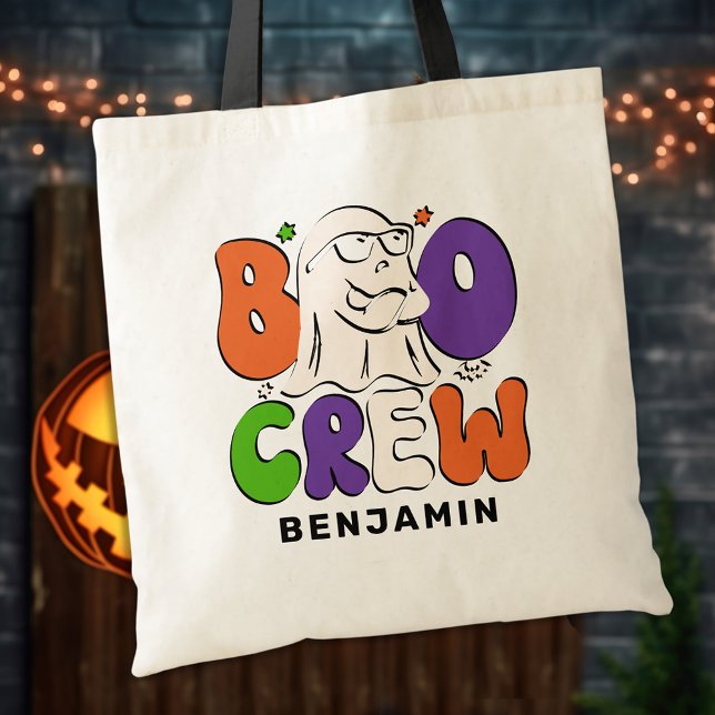 BOO Crew Retro Colourful Personalised Halloween Tote Bag (Creator Uploaded)