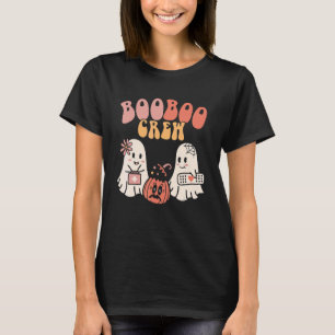 Boo Crew Spooky Season Pumpkin Nurse Ghost Hallowe T-Shirt