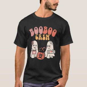 Boo Crew Spooky Season Pumpkin Nurse Ghost Hallowe T-Shirt
