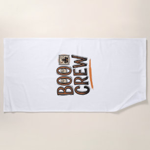 Boo Crew Vintage Halloween Engraving Shirt Design_ Beach Towel