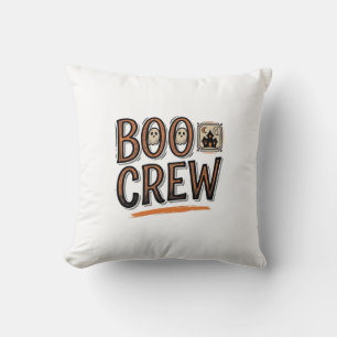 Boo Crew Vintage Halloween Engraving Shirt Design_ Cushion
