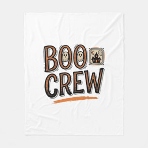 Boo Crew Vintage Halloween Engraving Shirt Design_ Fleece Blanket