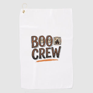Boo Crew Vintage Halloween Engraving Shirt Design_ Golf Towel