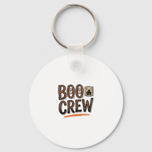 Boo Crew Vintage Halloween Engraving Shirt Design_ Key Ring