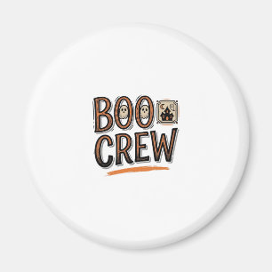 Boo Crew Vintage Halloween Engraving Shirt Design_ Magnet