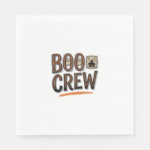 Boo Crew Vintage Halloween Engraving Shirt Design_ Napkin