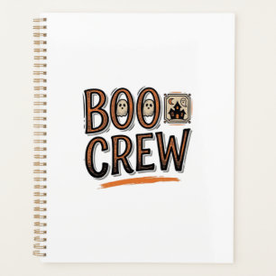 Boo Crew Vintage Halloween Engraving Shirt Design_ Planner
