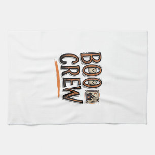 Boo Crew Vintage Halloween Engraving Shirt Design_ Tea Towel
