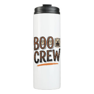 Boo Crew Vintage Halloween Engraving Shirt Design_ Thermal Tumbler