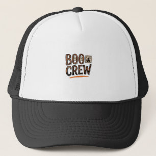 Boo Crew Vintage Halloween Engraving Shirt Design_ Trucker Hat