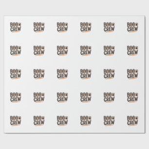 Boo Crew Vintage Halloween Engraving Shirt Design_ Wrapping Paper