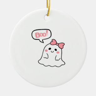 Boo! Cute Boo Minimal Clean Ceramic Tree Decoration