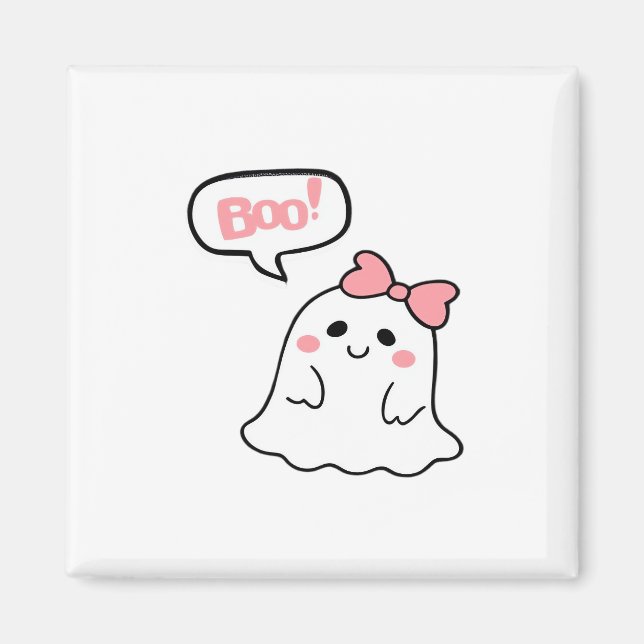 Boo! Cute Boo Minimal Clean Magnet (Front)