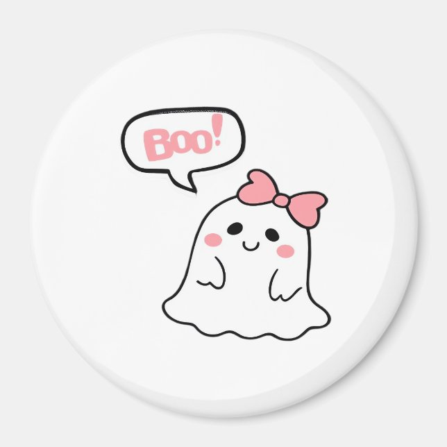 Boo! Cute Boo Minimal Clean Magnet (Front)