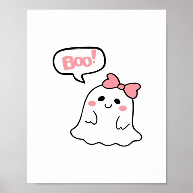 Boo! Cute Boo Minimal Clean Poster (Front)