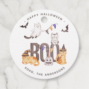 Boo Cute Cats Ghosts Pumpkin Happy Halloween Party Favour Tags