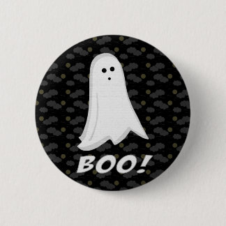 Boo, Cute Ghost Black and White 6 Cm Round Badge