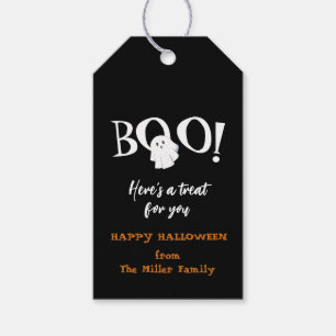 BOO Cute ghost Black & white Halloween Gift Tags