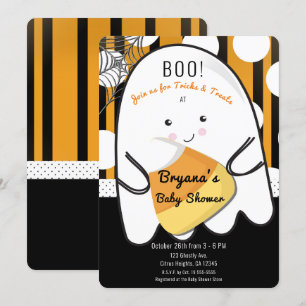 Boo Cute Ghost Halloween Kids Baby Shower Invitation