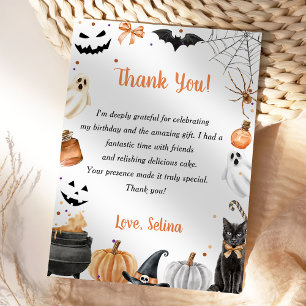 Boo Cute Ghost Halloween Party Pumpkin Thank You Card