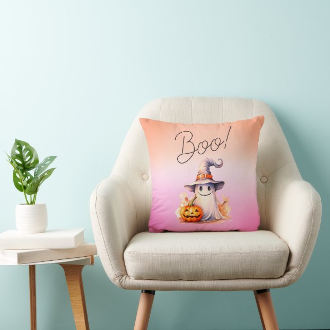 Boo! Cute Ghost Jack-O' Lantern Halloween Cushion (Chair)