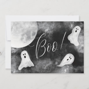 Boo! Cute Ghosts Spooky Watercolor Halloween Card