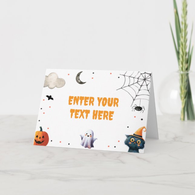 Boo Cute Halloween Ghost Food Label Birthday Party Thank You Card (Front)