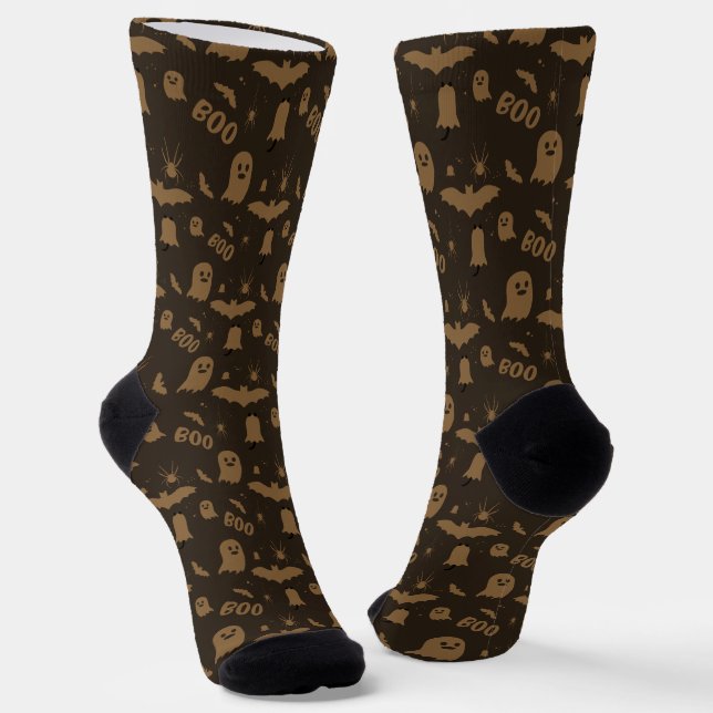 Boo Cute Halloween Pattern Socks (Angled)